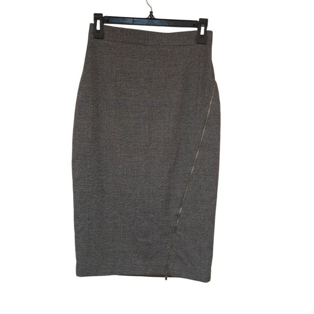 Banana Republic Women's Charcoal Gray Poly/Viscose/Spandex Knit Assymetrical Zip - Picture 2 of 10